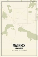 Retro US city map of Magness, Arkansas. Vintage street map.
