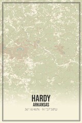 Retro US city map of Hardy, Arkansas. Vintage street map.