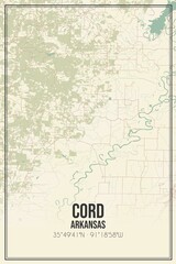 Fototapeta premium Retro US city map of Cord, Arkansas. Vintage street map.