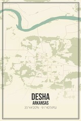 Retro US city map of Desha, Arkansas. Vintage street map.