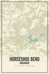 Retro US city map of Horseshoe Bend, Arkansas. Vintage street map.