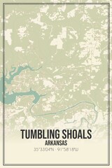 Retro US city map of Tumbling Shoals, Arkansas. Vintage street map.