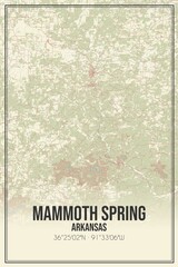 Retro US city map of Mammoth Spring, Arkansas. Vintage street map.