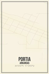 Retro US city map of Portia, Arkansas. Vintage street map.