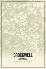 Retro US city map of Brockwell, Arkansas. Vintage street map.