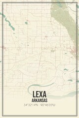 Retro US city map of Lexa, Arkansas. Vintage street map.