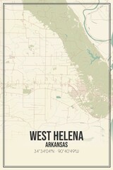 Retro US city map of West Helena, Arkansas. Vintage street map.