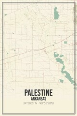 Retro US city map of Palestine, Arkansas. Vintage street map.