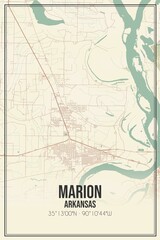 Retro US city map of Marion, Arkansas. Vintage street map.
