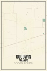 Retro US city map of Goodwin, Arkansas. Vintage street map.