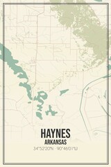 Retro US city map of Haynes, Arkansas. Vintage street map.