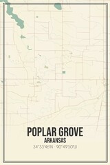 Retro US city map of Poplar Grove, Arkansas. Vintage street map.