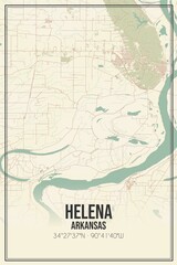 Retro US city map of Helena, Arkansas. Vintage street map.