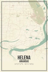 Fototapeta premium Retro US city map of Helena, Arkansas. Vintage street map.