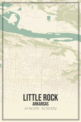 Retro US city map of Little Rock, Arkansas. Vintage street map.