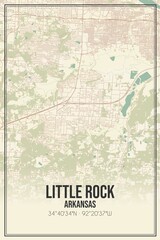 Retro US city map of Little Rock, Arkansas. Vintage street map.