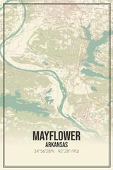 Retro US city map of Mayflower, Arkansas. Vintage street map.