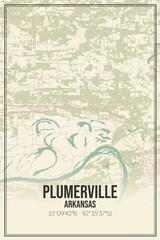 Retro US city map of Plumerville, Arkansas. Vintage street map.
