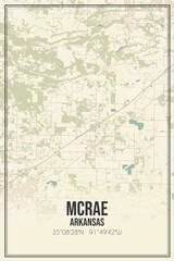 Fototapeta premium Retro US city map of McRae, Arkansas. Vintage street map.