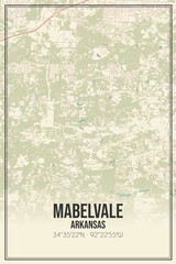 Retro US city map of Mabelvale, Arkansas. Vintage street map.