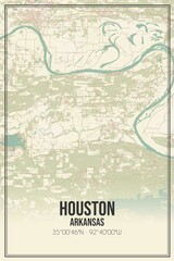 Retro US city map of Houston, Arkansas. Vintage street map.