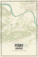 Retro US city map of Perry, Arkansas. Vintage street map.