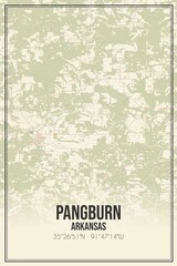 Retro US city map of Pangburn, Arkansas. Vintage street map.