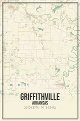 Fototapeta premium Retro US city map of Griffithville, Arkansas. Vintage street map.