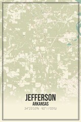 Retro US city map of Jefferson, Arkansas. Vintage street map.