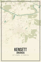 Fototapeta premium Retro US city map of Kensett, Arkansas. Vintage street map.