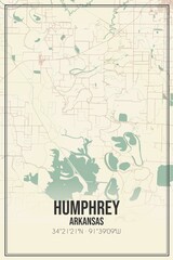 Retro US city map of Humphrey, Arkansas. Vintage street map.