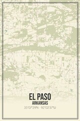 Retro US city map of El Paso, Arkansas. Vintage street map.