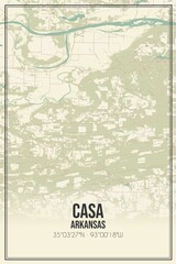 Retro US city map of Casa, Arkansas. Vintage street map.