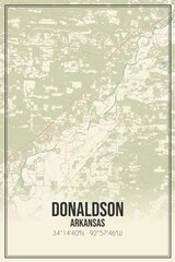 Retro US city map of Donaldson, Arkansas. Vintage street map.