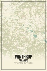 Retro US city map of Winthrop, Arkansas. Vintage street map.