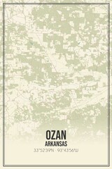 Retro US city map of Ozan, Arkansas. Vintage street map.