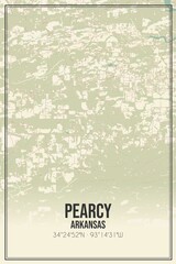 Retro US city map of Pearcy, Arkansas. Vintage street map.