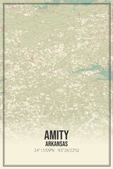 Retro US city map of Amity, Arkansas. Vintage street map.