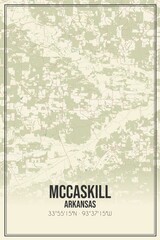 Retro US city map of McCaskill, Arkansas. Vintage street map.