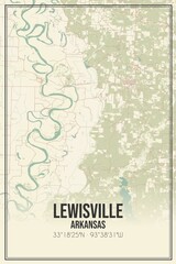 Retro US city map of Lewisville, Arkansas. Vintage street map.