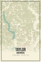 Retro US city map of Taylor, Arkansas. Vintage street map.