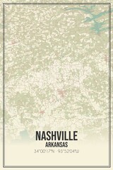 Retro US city map of Nashville, Arkansas. Vintage street map.
