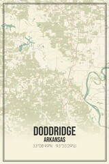 Retro US city map of Doddridge, Arkansas. Vintage street map.