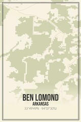 Retro US city map of Ben Lomond, Arkansas. Vintage street map.