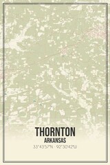 Retro US city map of Thornton, Arkansas. Vintage street map.