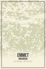 Retro US city map of Emmet, Arkansas. Vintage street map.