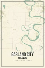 Retro US city map of Garland City, Arkansas. Vintage street map.