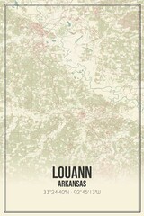 Retro US city map of Louann, Arkansas. Vintage street map.