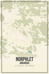Retro US city map of Norphlet, Arkansas. Vintage street map.