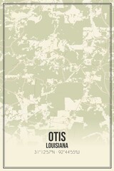 Obraz premium Retro US city map of Otis, Louisiana. Vintage street map.